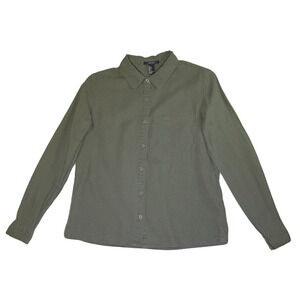 Forever 21 Women’s Green Button Up Collared Long Sleeve Blouse Size Small Sm S